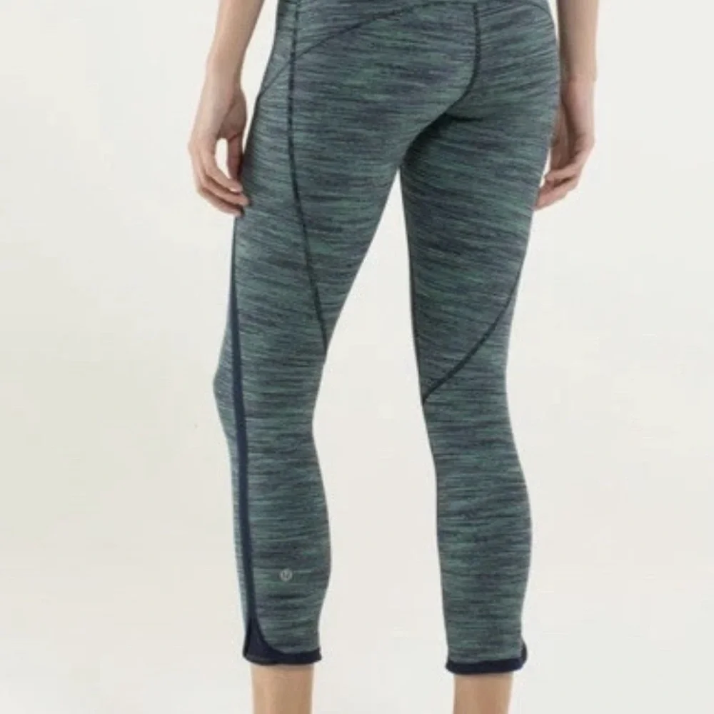Lululemon can’t stop ankle leggings “we are from space” green bean slalom stripe